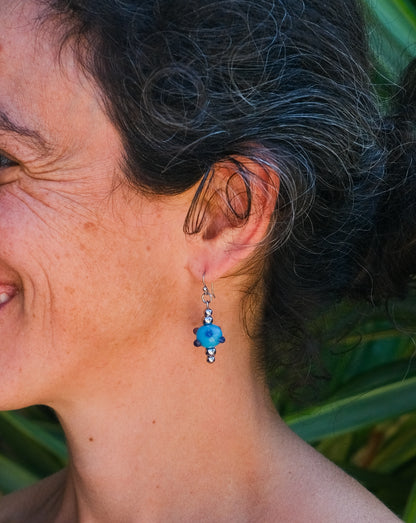 Boucles d'oreilles en verre de Murano bleu océan