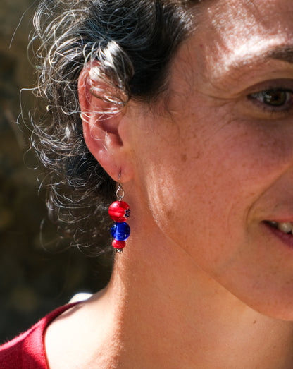 Boucles d'oreilles colorées en verre de Murano