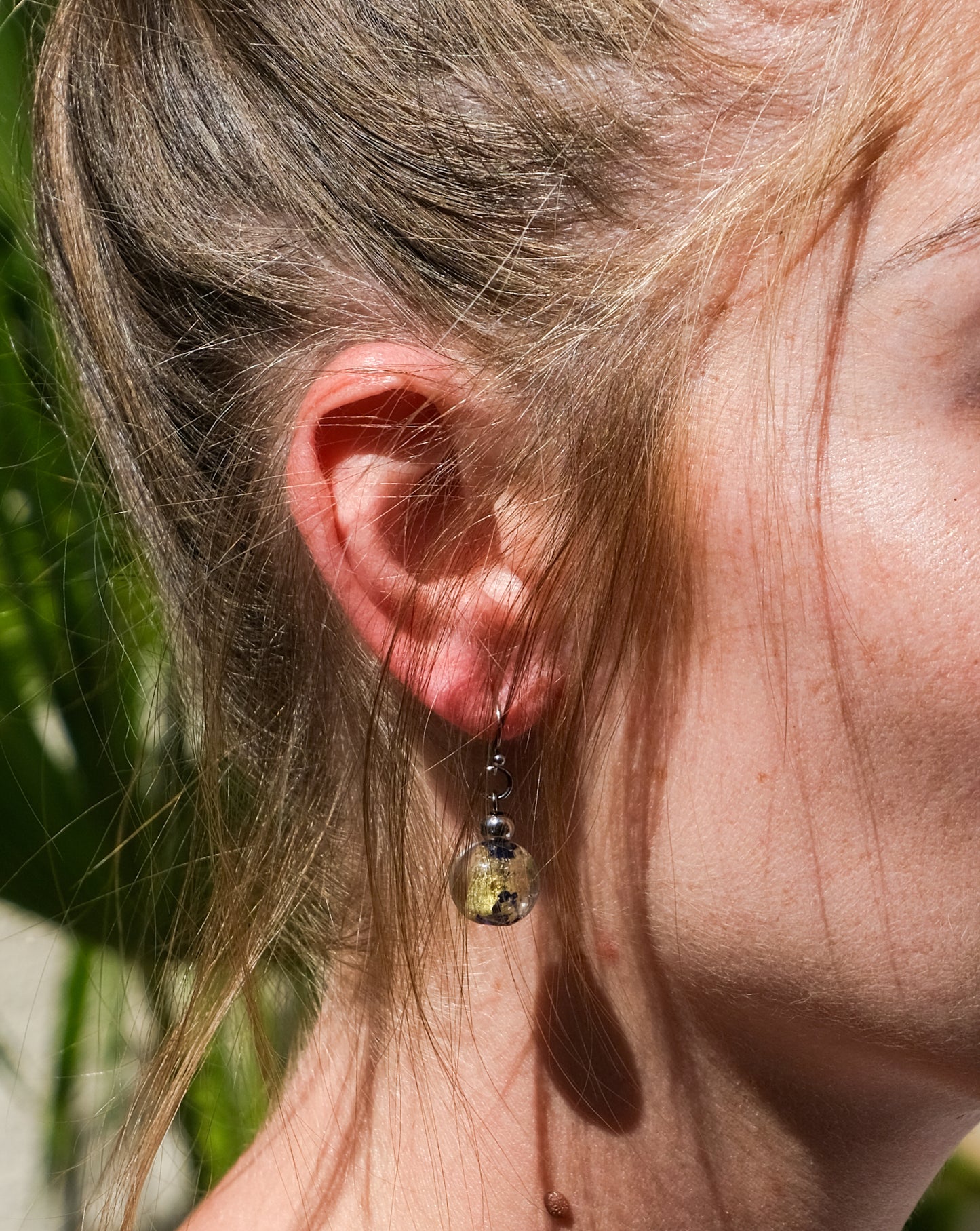 Boucles d'oreilles en verre de Murano doré et argent