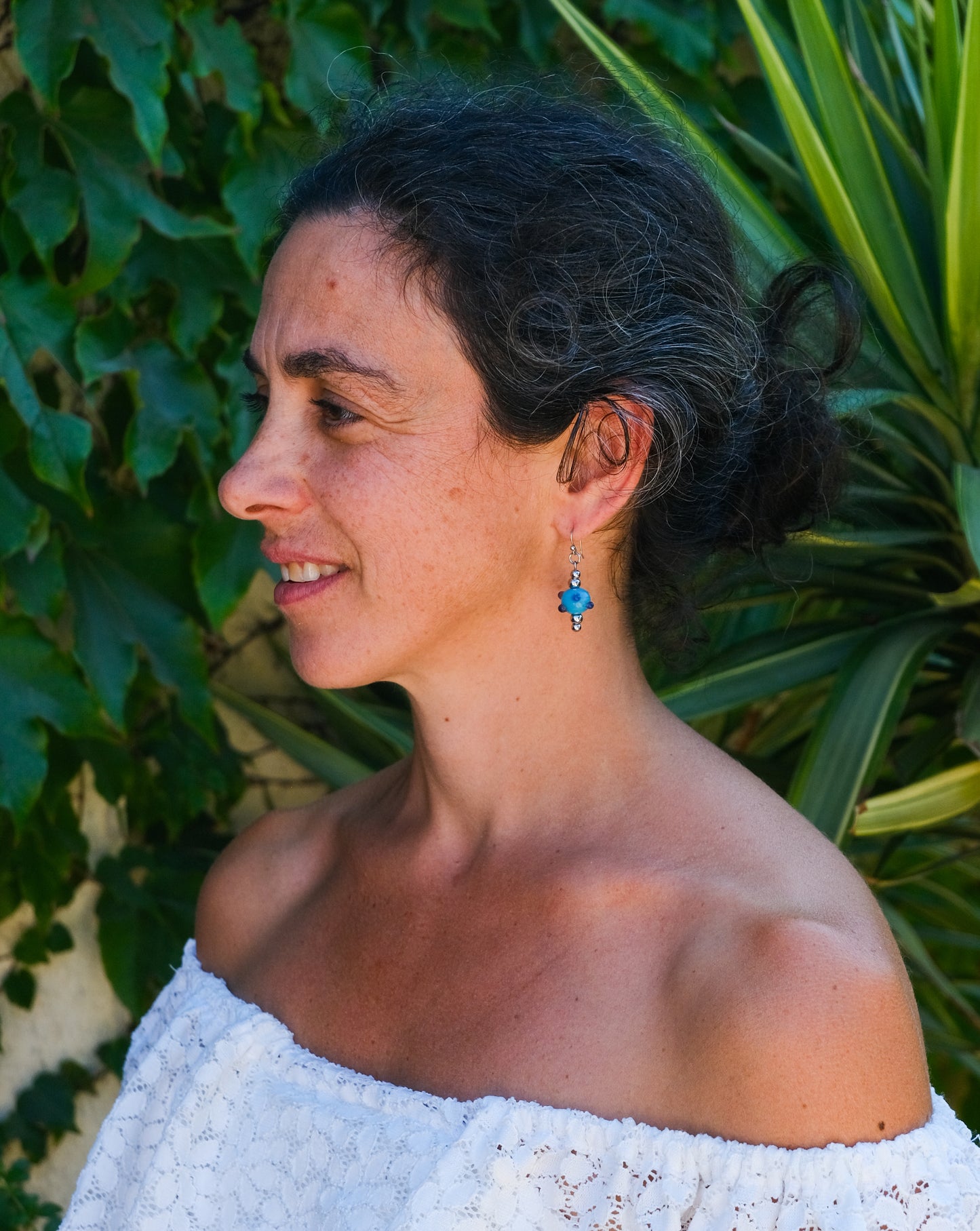 Boucles d'oreilles en verre de Murano bleu océan