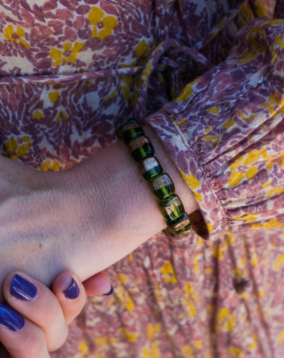 Bracelet vert intemporel en verre de Murano