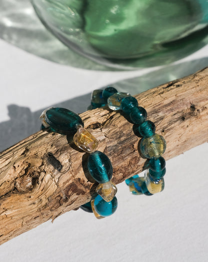 Bracelet bleu et doré en verre de Murano