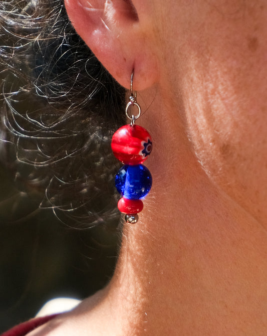 Boucles d'oreilles colorées en verre de Murano