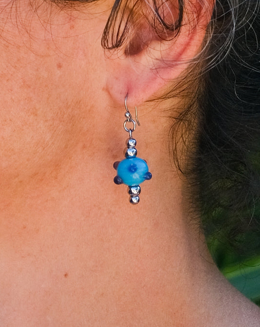 Boucles d'oreilles en verre de Murano bleu océan