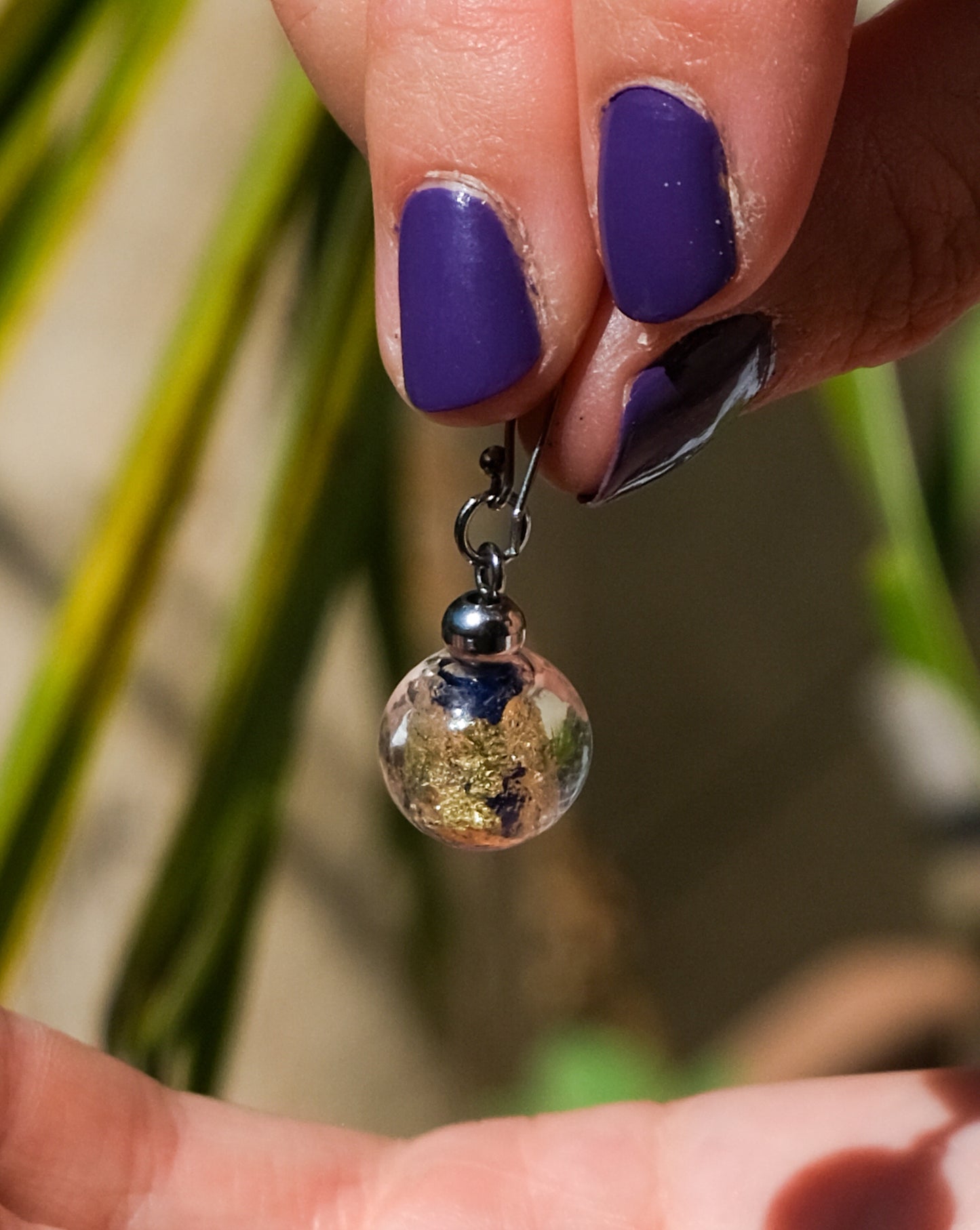 Boucles d'oreilles en verre de Murano doré et argent