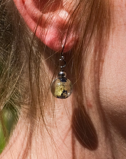 Boucles d'oreilles en verre de Murano doré et argent