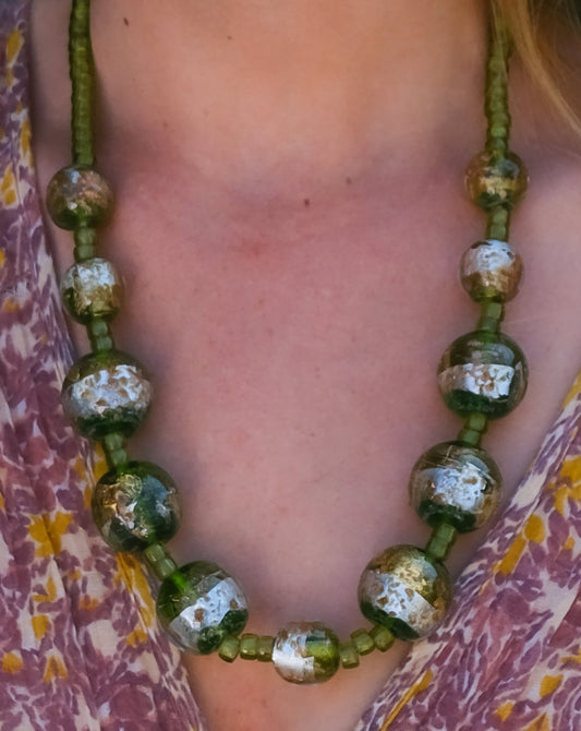 Collier en verre de Murano harmonie verte