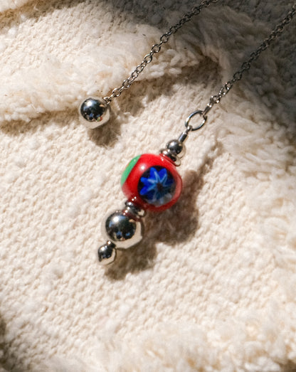 Pendule rouge et vert en verre de Murano